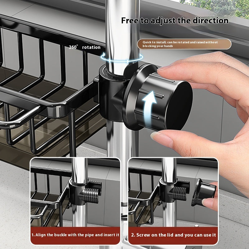 Aluminum Faucet Sink Organizer