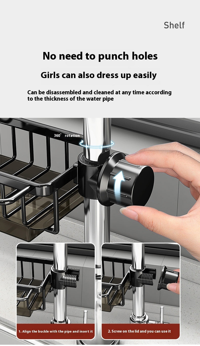 Aluminum Faucet Sink Organizer